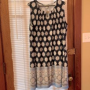 Excellent condition sleeveless knit print dress, 1X